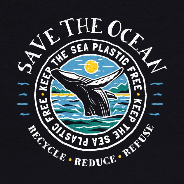 Save The Ocean - Keep the Sea Plastic Free - Humpback Whale by bangtees